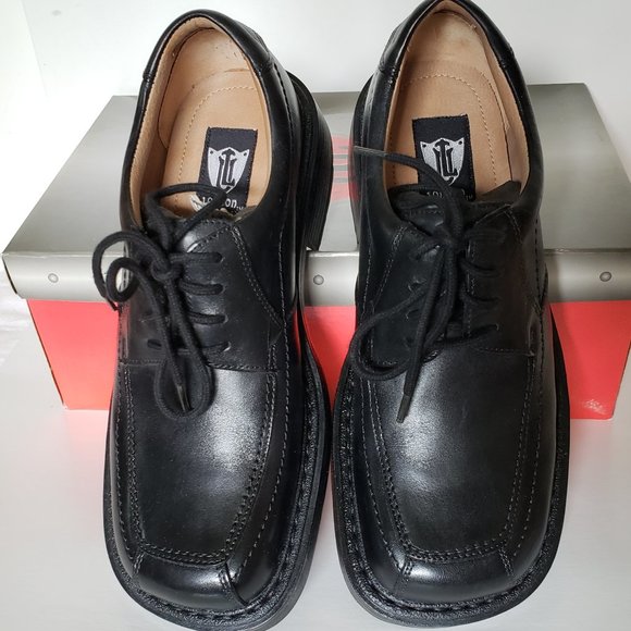 London Underground, Men's Black Leather Chunky Oxford Shoes Men's Size 8 M - Picture 1 of 14